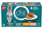 Hrană pentru pisici adulte plicuri PURINA ONE Adult Terrine 4x85 g mix cu pui, somon și morcovi