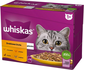 WHISKAS Hrana umeda pisici, cu pui, rata, pasare, curcan in aspic 12x85g
