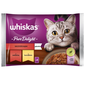 WHISKAS Adult Plicuri hrana umeda pisica 4x85 g Juicy Bites hrana umeda cu bucat de carne de vita, pui in aspic