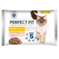 PERFECT FIT Sensitive 1+ plicuri in sos 4x85 g cu pui si somon pentru pisici adulte